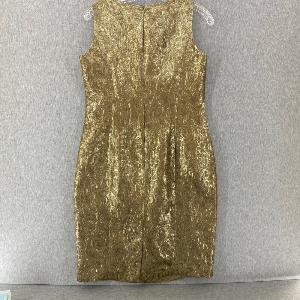 Lauren Ralph Lauren Cocktail Evening Dress Gold Metallic Sleeveless Sz 10 - Picture 2 of 6